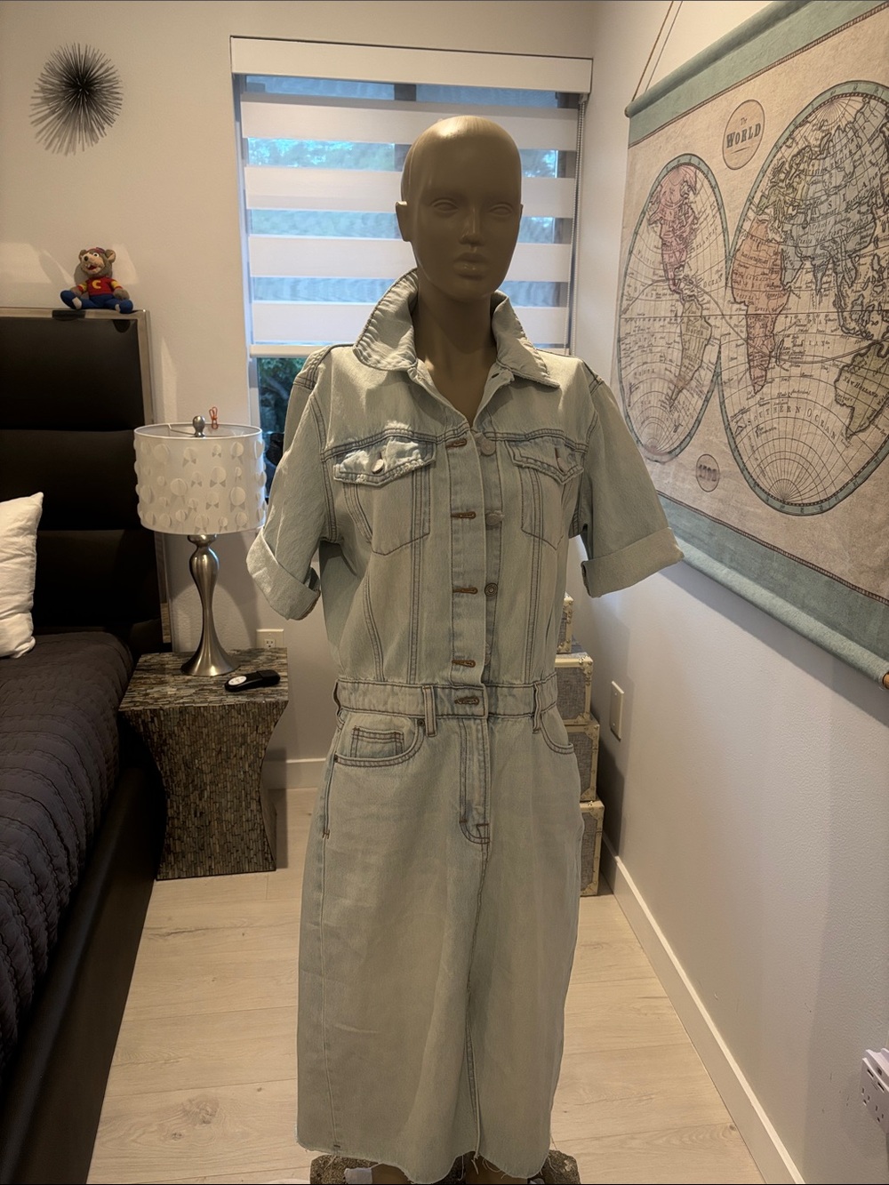 Light Washed Denim Overall Dress - Casual Women Jeans Overalls